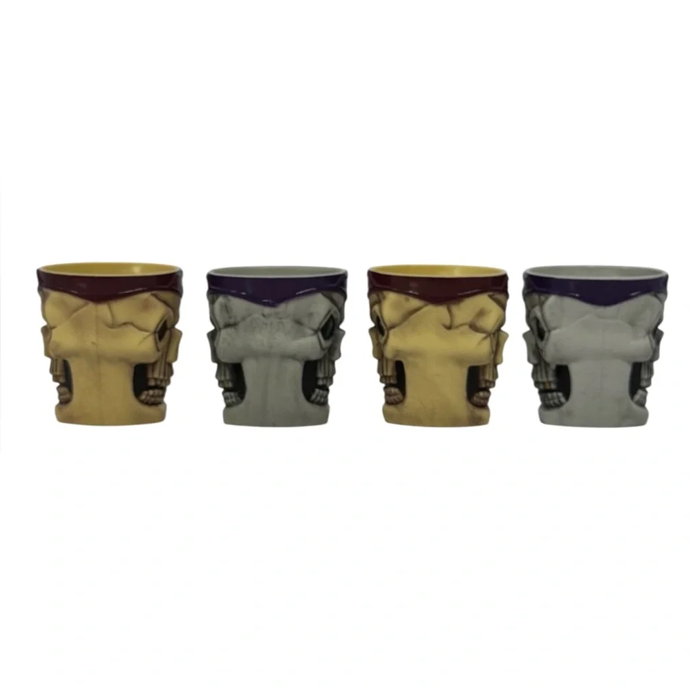 Vintage Easter Unlimited Skull Halloween Shot Glasses Set Of 4 (2.25